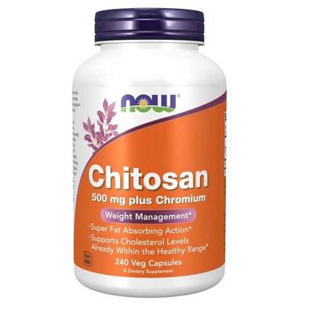 Now Foods Chitosan 500 mg + Chrom 240 kapsułek