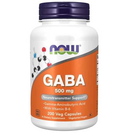 Now Foods GABA (Kwas Gamma Aminomasłowy) 500 mg 200 veg kapsułek