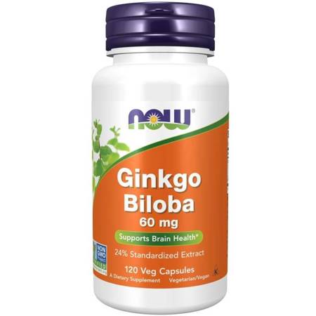 Now Foods Ginkgo Biloba 60 mg 120 kapsułek