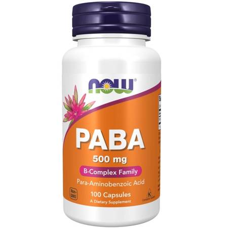 Now Foods PABA (Kwas p-aminobenzoesowy) 500 mg 100 kapsułek