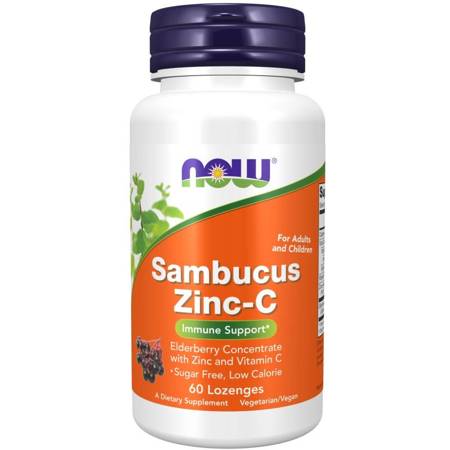 Now Foods Sambucus Zinc-C 60 tabletek do ssania