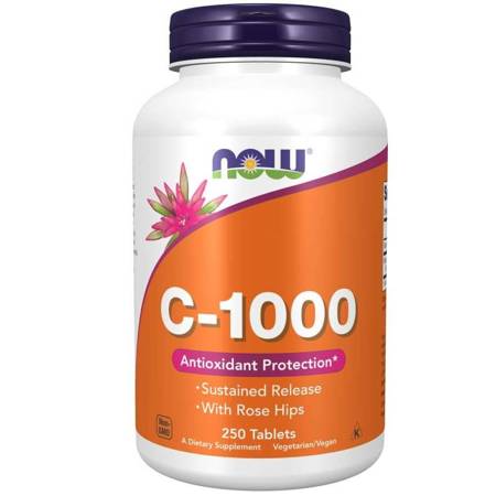 Now Foods Witamina C 1000 mg z Dziką Różą 250 tabletek o przedłużonym wchłanianiu