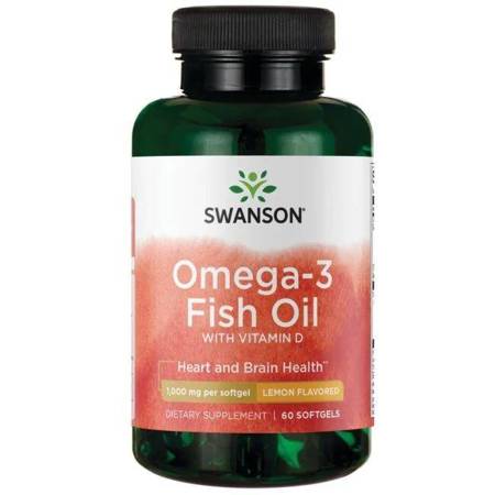 Swanson Omega-3 Fish Oil + Witamina D3 1000 mg 60 kapsułek